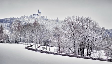 snowy austria village - Church in Winter Landscape, taken in Linz Austria Stock Photo - Budget Royalty-Free & Subscription, Code: 400-05307616