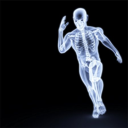 skeleton sport - the body of a man running under the X-rays. isolated on black. Stock Photo - Budget Royalty-Free & Subscription, Code: 400-05307974