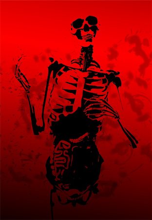 A 2D illustration of a skeleton covered in blood. Stock Photo - Budget Royalty-Free & Subscription, Code: 400-05309759