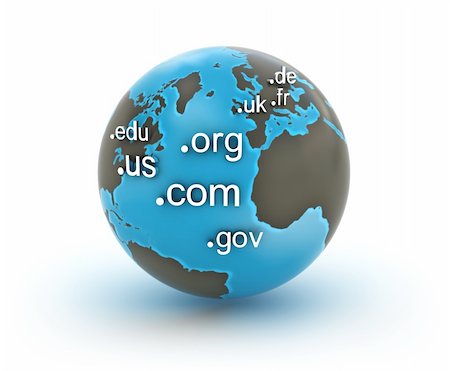 Domain zones on globe. White background Stock Photo - Budget Royalty-Free & Subscription, Code: 400-05300836