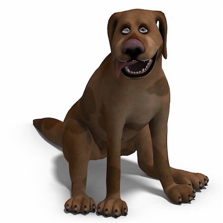 sentinel - the cute and funny toon dog is a bit silly. 3D rendering with clipping path and shadow over white Stock Photo - Budget Royalty-Free & Subscription, Code: 400-05302163