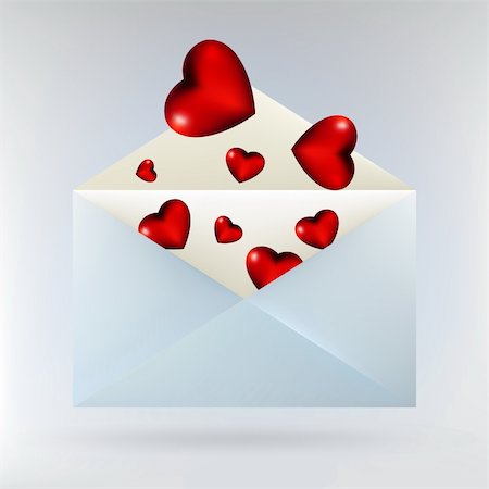 simsearch:400-04375128,k - Envelope with glassy red hearts for valentine day. EPS 8 vector file included Stock Photo - Budget Royalty-Free & Subscription, Code: 400-05302396