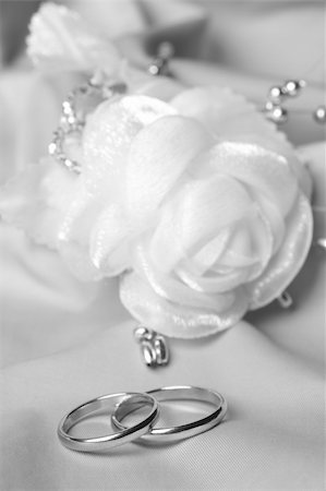 Wedding rings on silk background Stock Photo - Budget Royalty-Free & Subscription, Code: 400-05302429