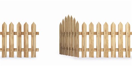 dirty nails - wooden fence with a gate isolated on white including clipping path Stock Photo - Budget Royalty-Free & Subscription, Code: 400-05302539