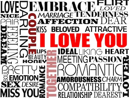 flirt collection - Abstract vector illustration with various love words written in different styles Stock Photo - Budget Royalty-Free & Subscription, Code: 400-05303100