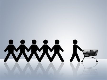 simsearch:700-01163575,k - paper chain figures with one pushing empty shopping cart concept for online shopping or internet shop Stock Photo - Budget Royalty-Free & Subscription, Code: 400-05303497