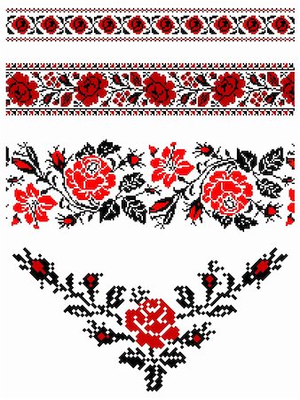 Vector illustrations of ukrainian embroidery ornaments, patterns, frames and borders. Stock Photo - Budget Royalty-Free & Subscription, Code: 400-05303827