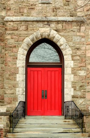 A Red church door with stairs Stock Photo - Budget Royalty-Free & Subscription, Code: 400-05314489