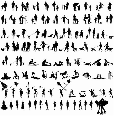 silhouette girl vector - Vector illustration of fitness silhouettes Stock Photo - Budget Royalty-Free & Subscription, Code: 400-05314620