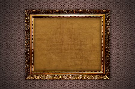 dirty photo frame - Photo illustration of gold frames on the wall Stock Photo - Budget Royalty-Free & Subscription, Code: 400-05315279