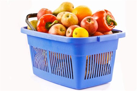 simsearch:400-04605857,k - food basket with fruits and vegetables isolated on a white background Stock Photo - Budget Royalty-Free & Subscription, Code: 400-05316332