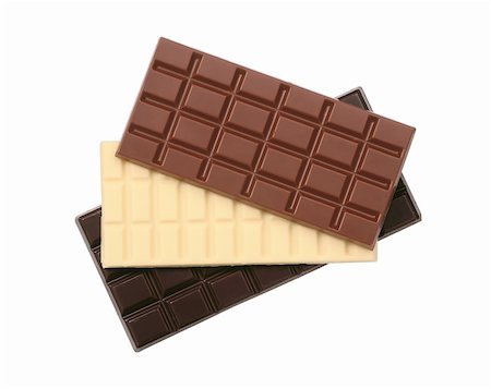 simsearch:400-05136453,k - milk, black and white chocolate bars isolated on white background Stock Photo - Budget Royalty-Free & Subscription, Code: 400-05316629