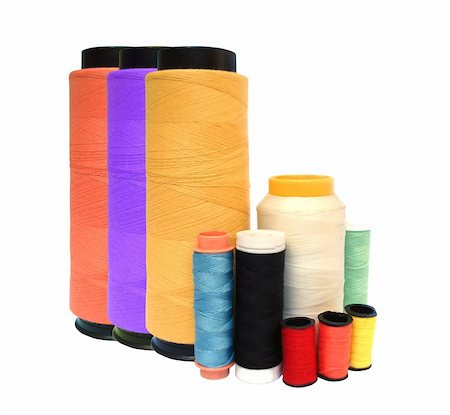 simsearch:6109-08701535,k - Coloured bobbins of threads isolated on white background Stock Photo - Budget Royalty-Free & Subscription, Code: 400-05316651