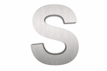 Brushed metal letter S on white background Stock Photo - Budget Royalty-Free & Subscription, Code: 400-05317257