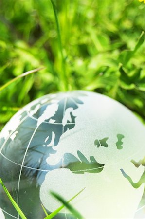 eco ecology or environmental concept with green grass globe and copyspace Stock Photo - Budget Royalty-Free & Subscription, Code: 400-05317668