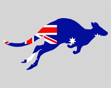 red kangaroo of australia - Flag of Australia with kangaroo Stock Photo - Budget Royalty-Free & Subscription, Code: 400-05317995