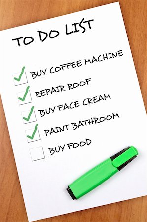 simsearch:400-04012842,k - To do list with Buy food  not checked Stock Photo - Budget Royalty-Free & Subscription, Code: 400-05319060