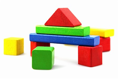 simsearch:400-06097126,k - Wooden building blocks on white background. Close Up. Stock Photo - Budget Royalty-Free & Subscription, Code: 400-05319844