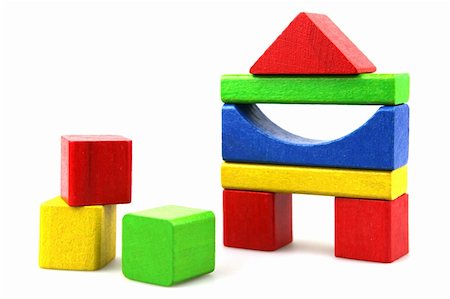 simsearch:400-06097126,k - Wooden building blocks on white background. Close Up. Stock Photo - Budget Royalty-Free & Subscription, Code: 400-05319842