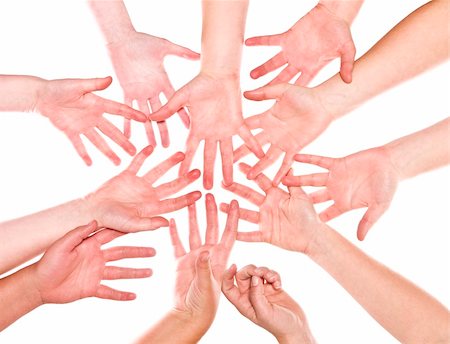 Large group of human hands isolated on white background Stock Photo - Budget Royalty-Free & Subscription, Code: 400-05310039