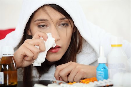 simsearch:400-05716904,k - Sick young woman in bathrobe Stock Photo - Budget Royalty-Free & Subscription, Code: 400-05310117