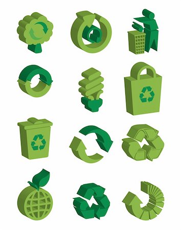 simsearch:400-04407139,k - 3D recycle signs set in white background, vector illustration Stock Photo - Budget Royalty-Free & Subscription, Code: 400-05310566