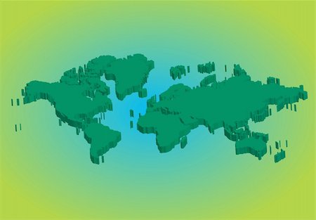 simsearch:400-04407139,k - Green 3d world map, vector illustration Stock Photo - Budget Royalty-Free & Subscription, Code: 400-05310563