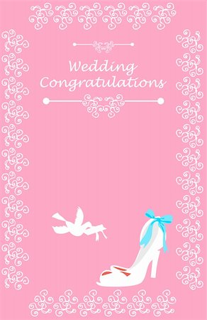 simsearch:400-06686195,k - Wedding Bridal card with shoe bird and floral Design elements Photographie de stock - Aubaine LD & Abonnement, Code: 400-05311455