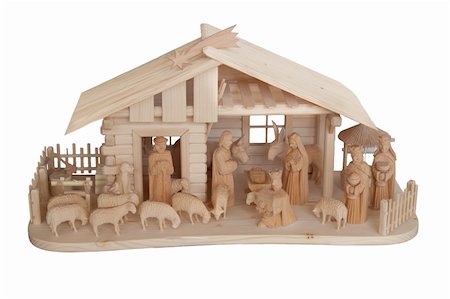 simsearch:400-05670979,k - Nativity Scene made of wood, isolated on white Foto de stock - Super Valor sin royalties y Suscripción, Código: 400-05312018