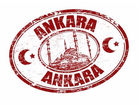 Red grunge rubber stamp with Kocatepe Mosque shape and the name of Ankara written inside Stock Photo - Budget Royalty-Free & Subscription, Code: 400-05312737