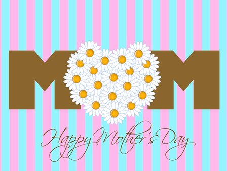 Happy Mothers Day with Daisy Flowers Heart Pink Background Illustration Stock Photo - Budget Royalty-Free & Subscription, Code: 400-05312787