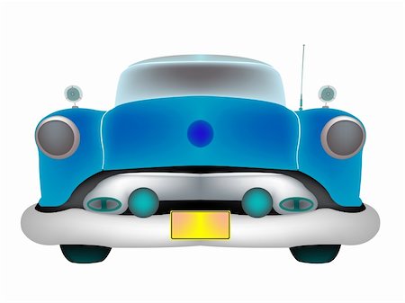 simsearch:600-01716651,k - blue classic car front isolated on white background, abstract art illustration; isolated layers objects, easy to modify colors Stock Photo - Budget Royalty-Free & Subscription, Code: 400-05312827