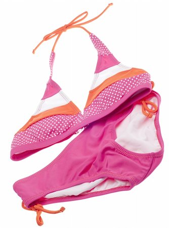 Summer Bikini Concept with Pink and Orange Bikini Isolated on White with a Clipping Path. Stock Photo - Budget Royalty-Free & Subscription, Code: 400-05313522