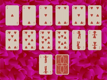 queen cards images - suit of hearts playing cards on purple background, abstract art illustration Stock Photo - Budget Royalty-Free & Subscription, Code: 400-05324102