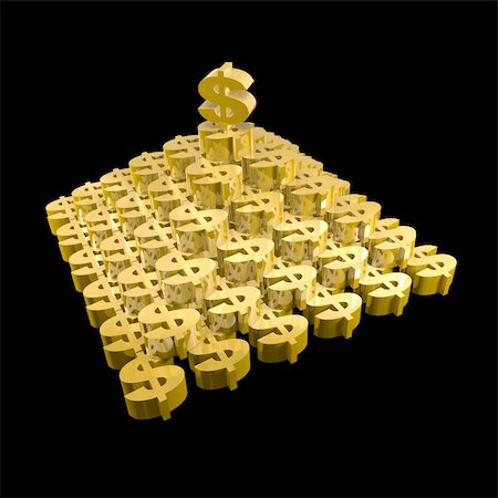 simsearch:400-04408371,k - It's a render of Golden 3D Pyramid of Dollar on black background with high resolution. Stock Photo - Budget Royalty-Free & Subscription, Code: 400-05325081