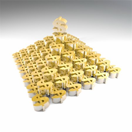 simsearch:400-04408371,k - It's a render of Golden 3D Pyramid of Dollar on white background with high resolution. Stock Photo - Budget Royalty-Free & Subscription, Code: 400-05325082