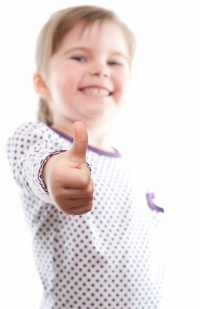 raysay (artist) - little girl showing thumb up on white Foto de stock - Super Valor sin royalties y Suscripción, Código: 400-05325398