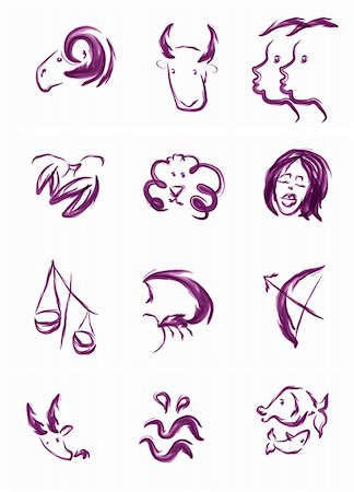 sketch illustration of all horoscope zodiac signs Stock Photo - Budget Royalty-Free & Subscription, Code: 400-05325683