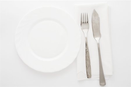 An image of white plate and knife with fork Photographie de stock - Aubaine LD & Abonnement, Code: 400-05325967