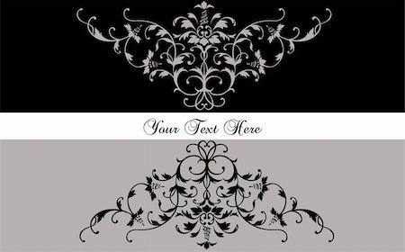 A black and gray floral invitation Stock Photo - Budget Royalty-Free & Subscription, Code: 400-05327018