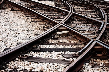 railway track signals - Confusing railway tracks at day Stock Photo - Budget Royalty-Free & Subscription, Code: 400-05327580