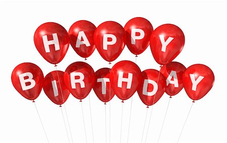 3D red Happy Birthday balloons isolated on white background Stock Photo - Budget Royalty-Free & Subscription, Code: 400-05328399