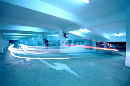 ramps on the road - traffic in car park with blue toned Stock Photo - Budget Royalty-Free & Subscription, Code: 400-05329773