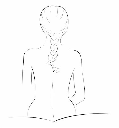 simsearch:400-08573669,k - Sketch of naked slim woman with braid Stock Photo - Budget Royalty-Free & Subscription, Code: 400-05320071