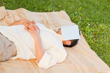 Man sleeping with his book Stock Photo - Budget Royalty-Free & Subscription, Code: 400-05320740