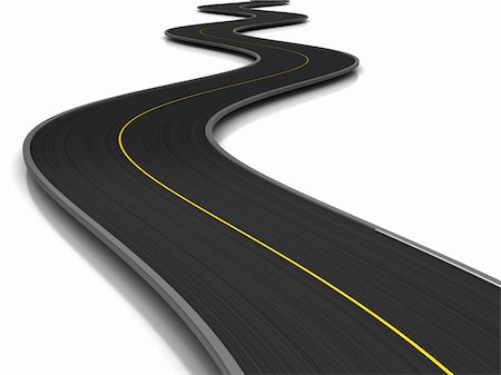 diminishing perspective - 3d illustration of curved road over white background Photographie de stock - Aubaine LD & Abonnement, Code: 400-05320951