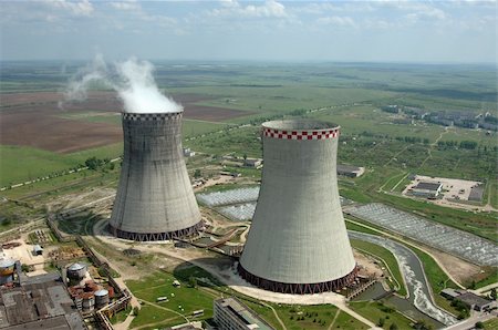 landscape with the power plant chimneys Photographie de stock - Aubaine LD & Abonnement, Code: 400-05323210