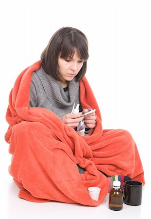 simsearch:400-05716904,k - young adult sick woman. over white background Stock Photo - Budget Royalty-Free & Subscription, Code: 400-05323278