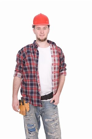 young adult worker over white background Stock Photo - Budget Royalty-Free & Subscription, Code: 400-05323316