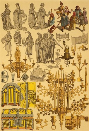 15th Century Netherlands on engraving from 1890 by Fr.Hottenroth. Stock Photo - Budget Royalty-Free & Subscription, Code: 400-05323415